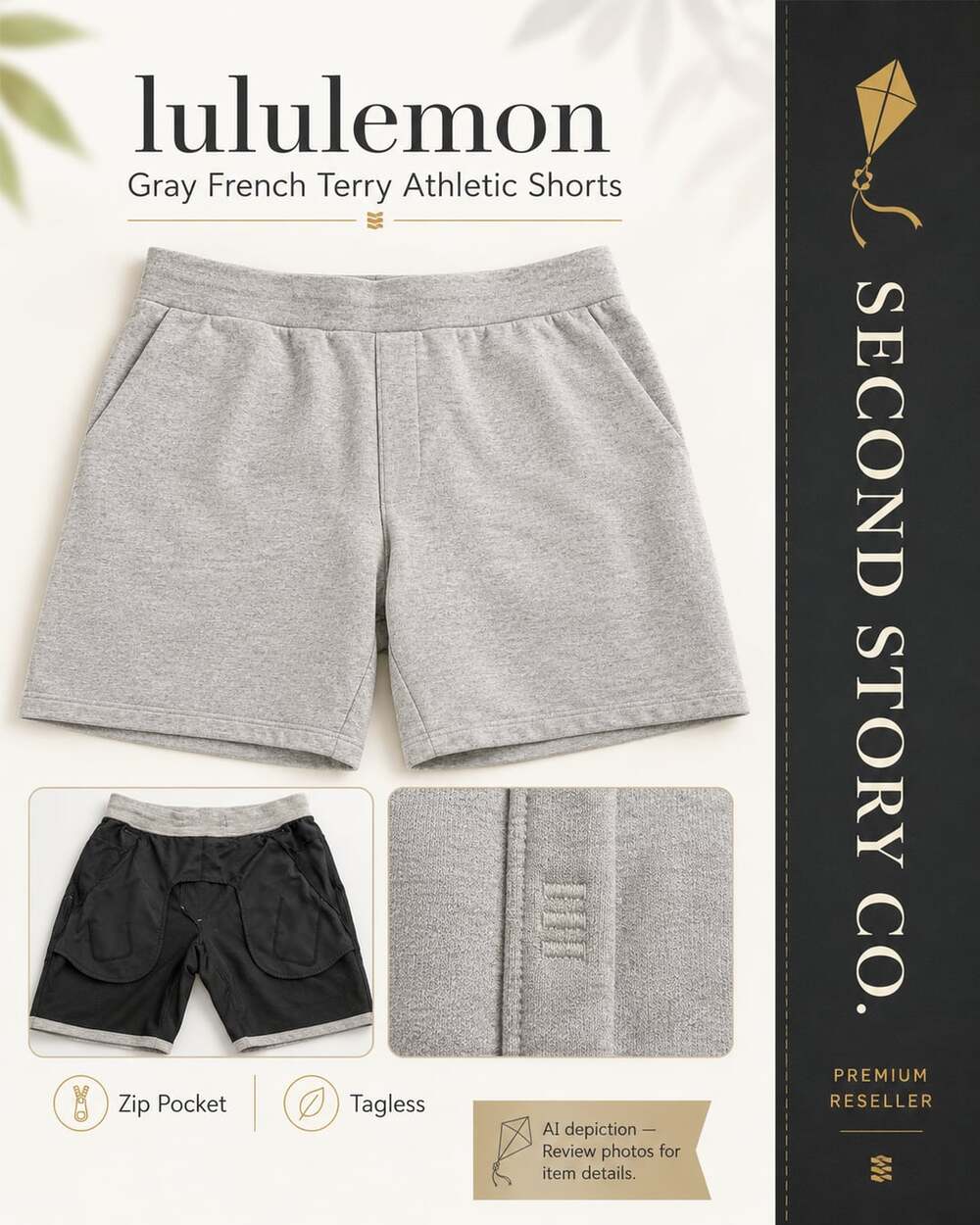 Lululemon Men’s City Commute Gray French Terry Athletic Shorts Zip Pocket

Lulul